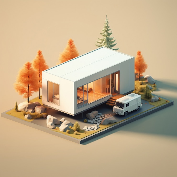 Free Photo 3d rendering of isometric house