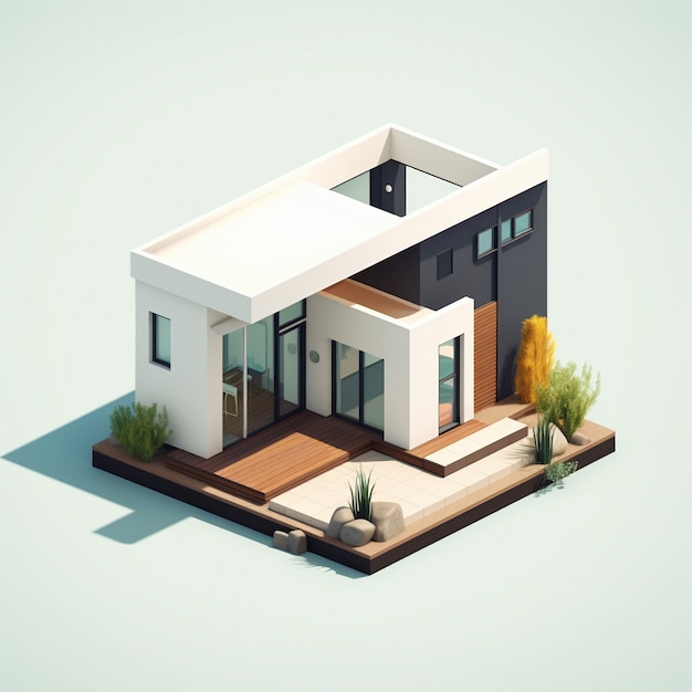 Free photo 3d rendering of isometric house