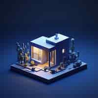 Free photo 3d rendering of isometric house