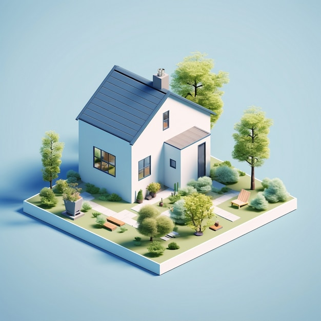 Free photo 3d rendering of isometric house