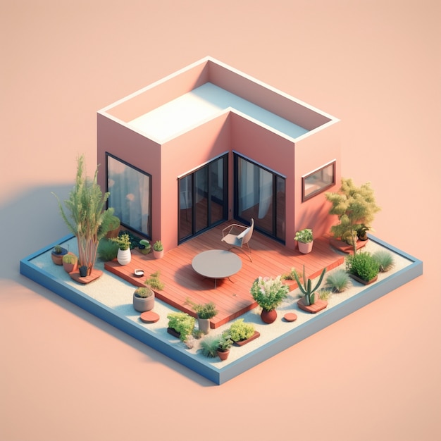 3d rendering of isometric house