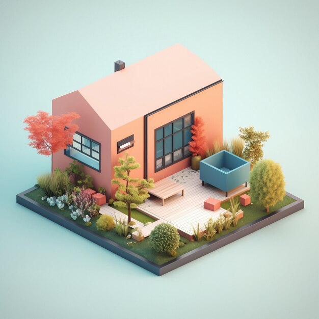 3d rendering of isometric house