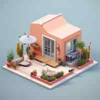 Free photo 3d rendering of isometric house