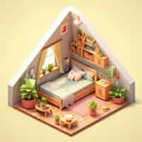 Free photo 3d rendering of isometric house