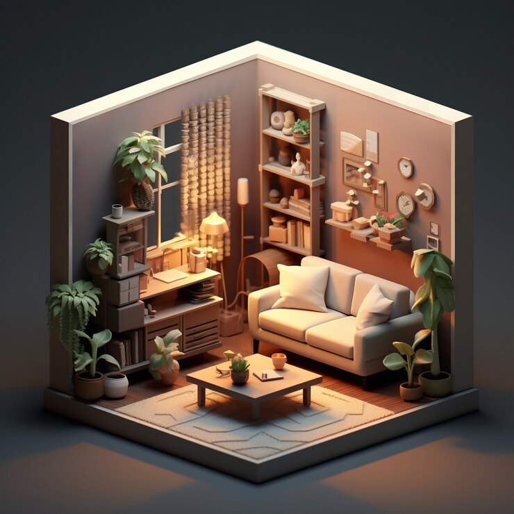 Free Photo 3d rendering of isometric house