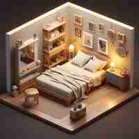 Free photo 3d rendering of isometric house