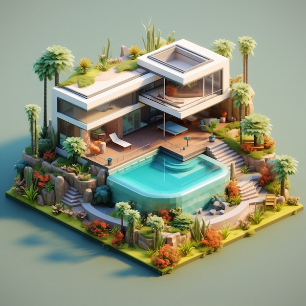 3d rendering of isometric house