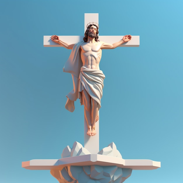 3d rendering of jesus on cross