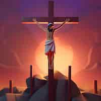 Free photo 3d rendering of jesus on cross