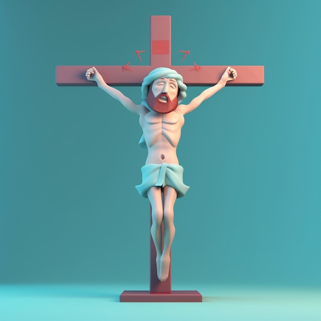 Free photo 3d rendering of jesus on cross