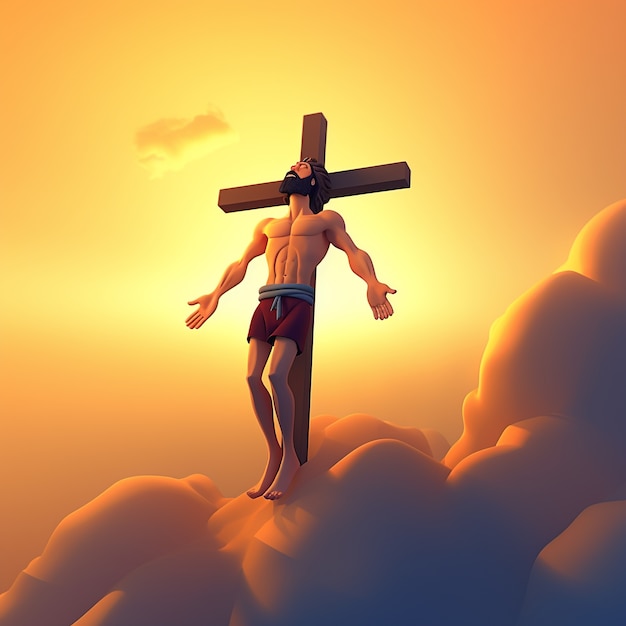 Free photo 3d rendering of jesus on cross