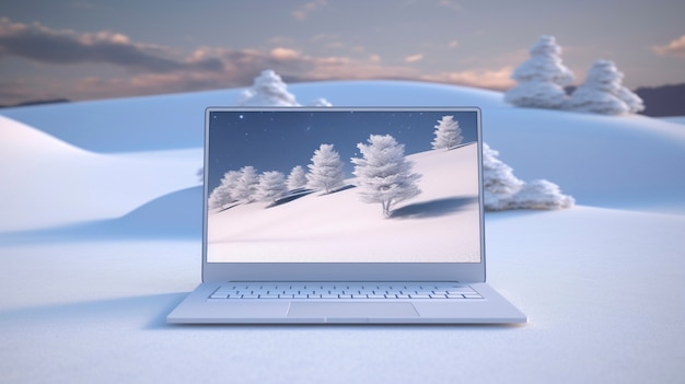 Free photo 3d rendering of laptop