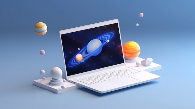 Free photo 3d rendering of laptop