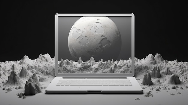 Free photo 3d rendering of laptop