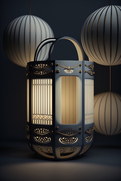 Free photo 3d rendering of latern still life