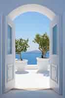 Free photo 3d rendering of mediteranean door