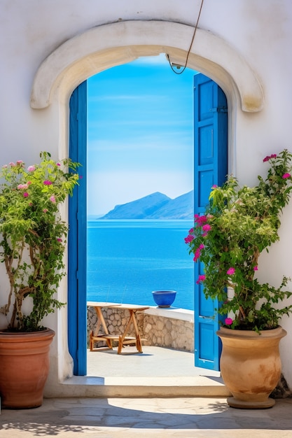 Free photo 3d rendering of mediteranean door