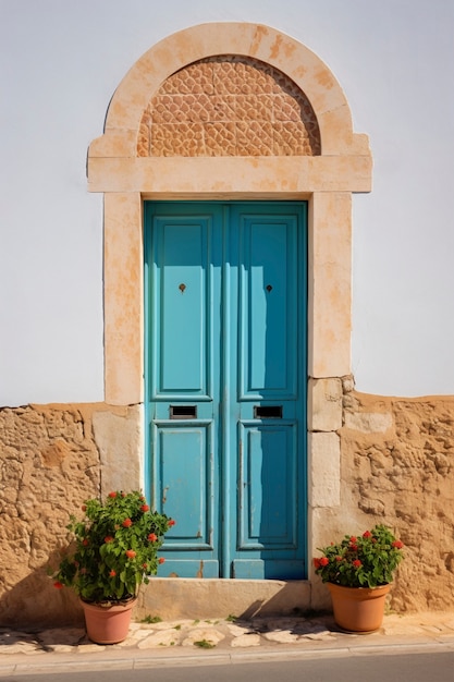 Free photo 3d rendering of mediterranean door