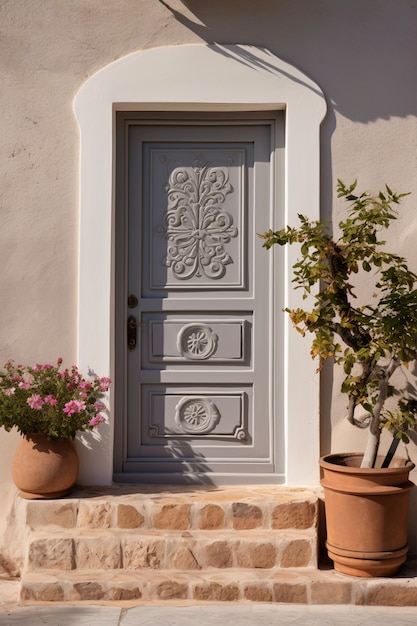 Free photo 3d rendering of mediterranean  door