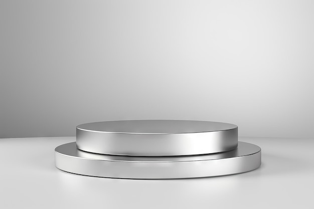 Free photo 3d rendering of a metallic round podium for product presentation