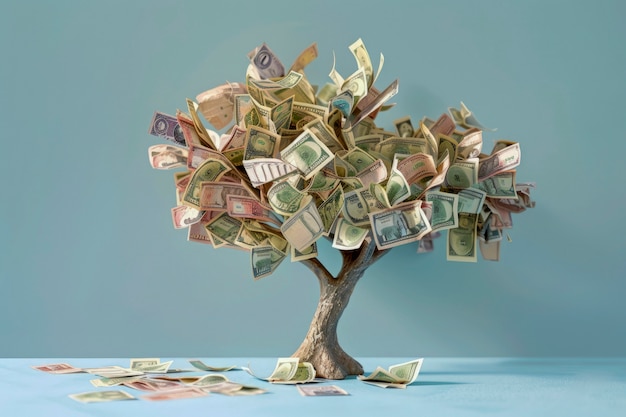 Free photo 3d rendering of money tree