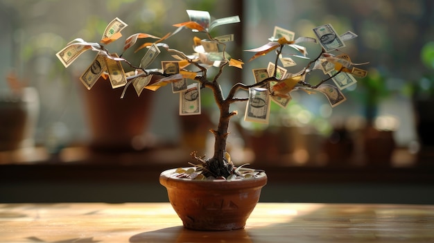 Free photo 3d rendering of money tree