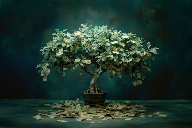 Free photo 3d rendering of money tree