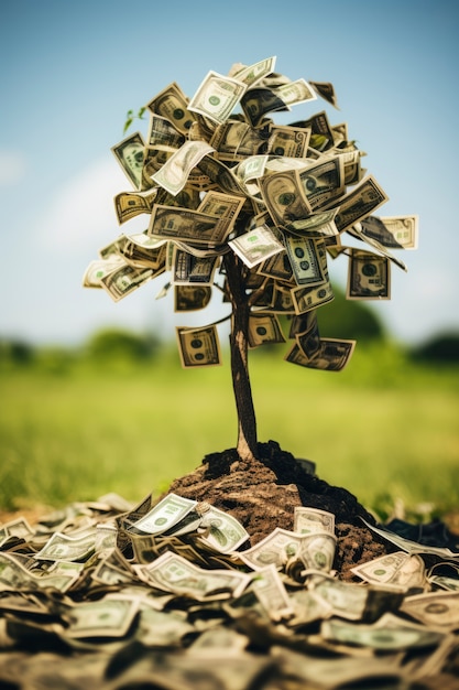 Free photo 3d rendering of money tree