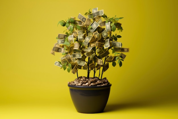 Free photo 3d rendering of money tree