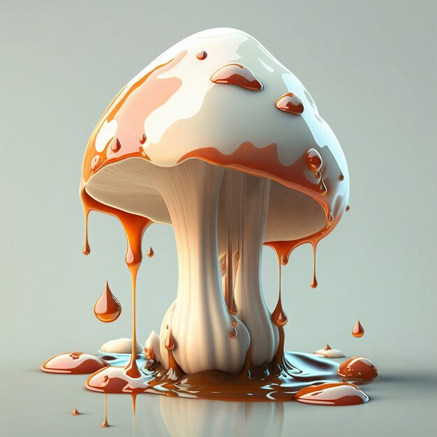3d rendering of mushroom melting