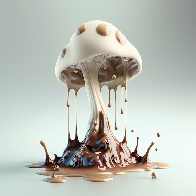 Free photo 3d rendering of mushroom melting