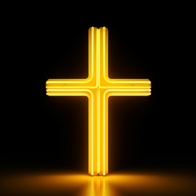 Free photo 3d  rendering of neon cross symbol