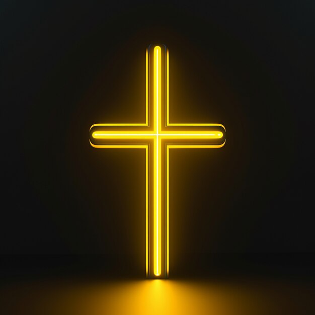 3d  rendering of neon cross symbol