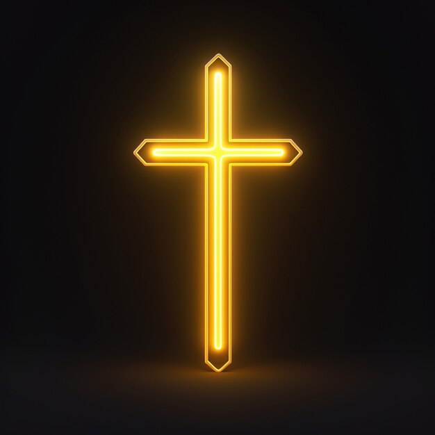 3d  rendering of neon cross symbol