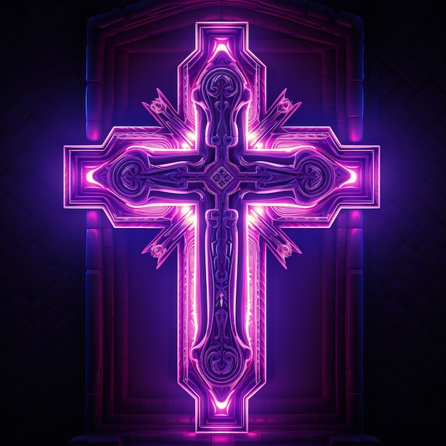 Free photo 3d  rendering of neon cross symbol