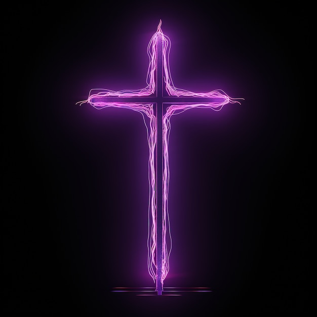 Free photo 3d  rendering of neon cross symbol