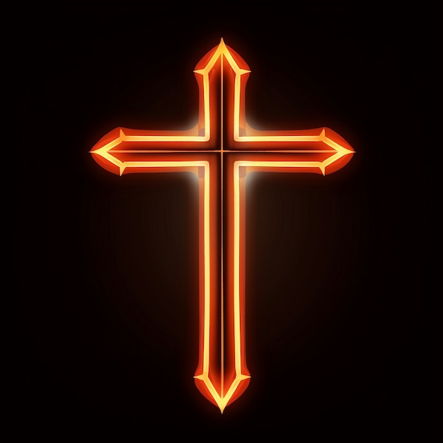 Foto gratuita rappresentazione 3d del simbolo della croce al neon