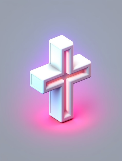 Free photo 3d rendering of neon cross