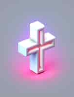 Free photo 3d rendering of neon cross