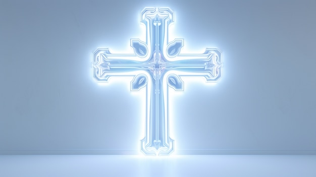 Foto gratuita rappresentazione 3d della croce al neon