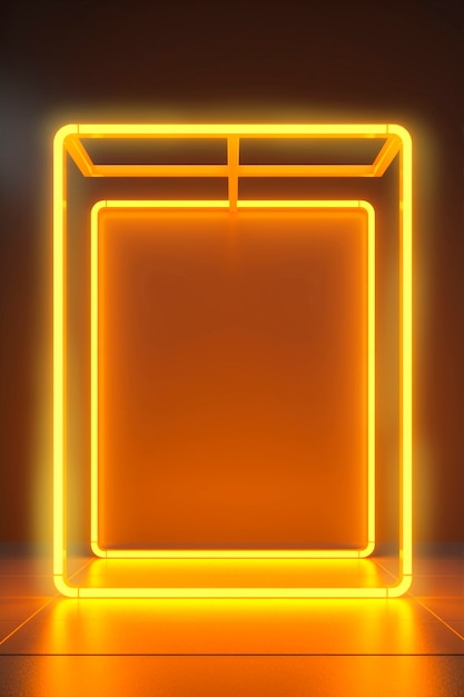 Free photo 3d rendering of neon rectangular shape