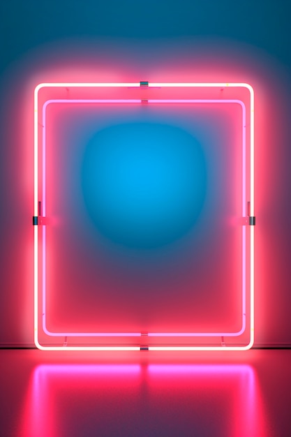 Free photo 3d rendering of neon rectangular shape