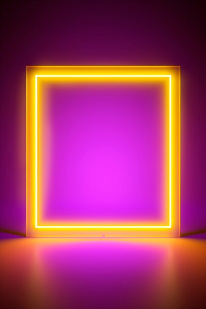 3d rendering of neon square  background