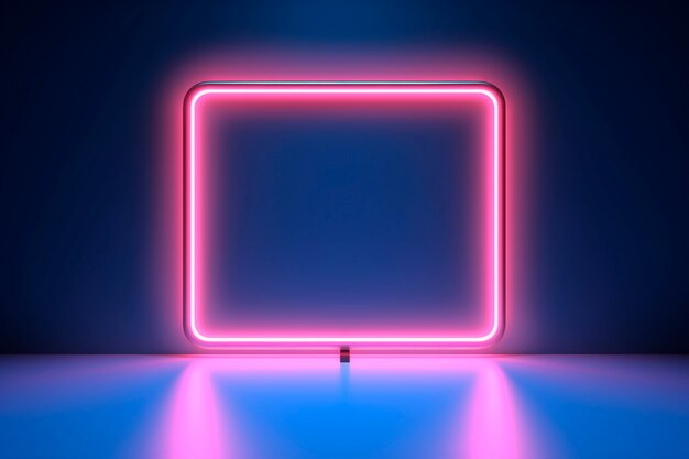 3d rendering of neon square shape