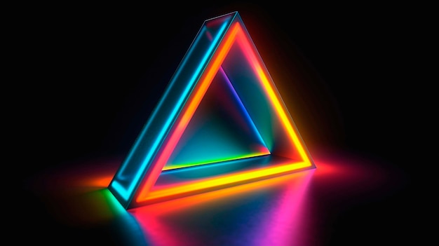네온 삼각형의 3d 렌더링