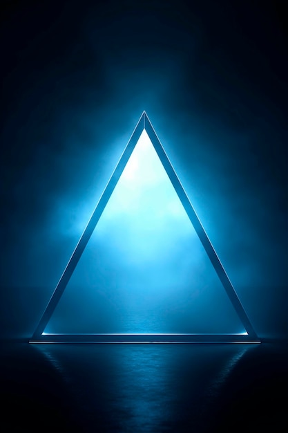 Free photo 3d rendering of neon triangle