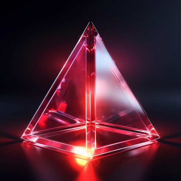 Free photo 3d rendering of neon triangle