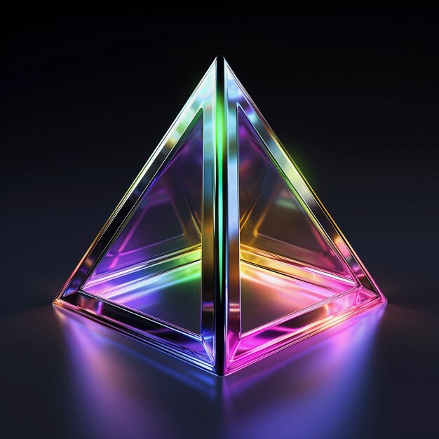 3d rendering of neon triangle