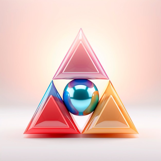 Free photo 3d rendering of neon triangle