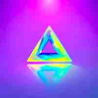 Free photo 3d rendering of neon triangle